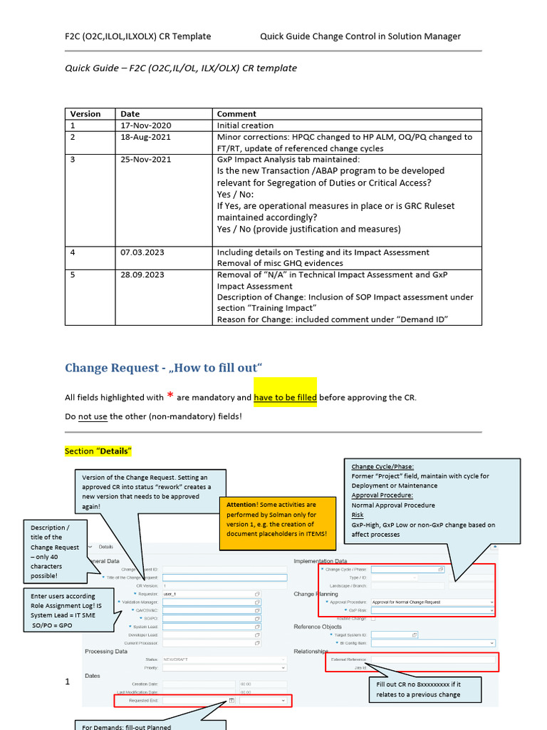 F2C Change Request Template | PDF | Computer Science | Computing