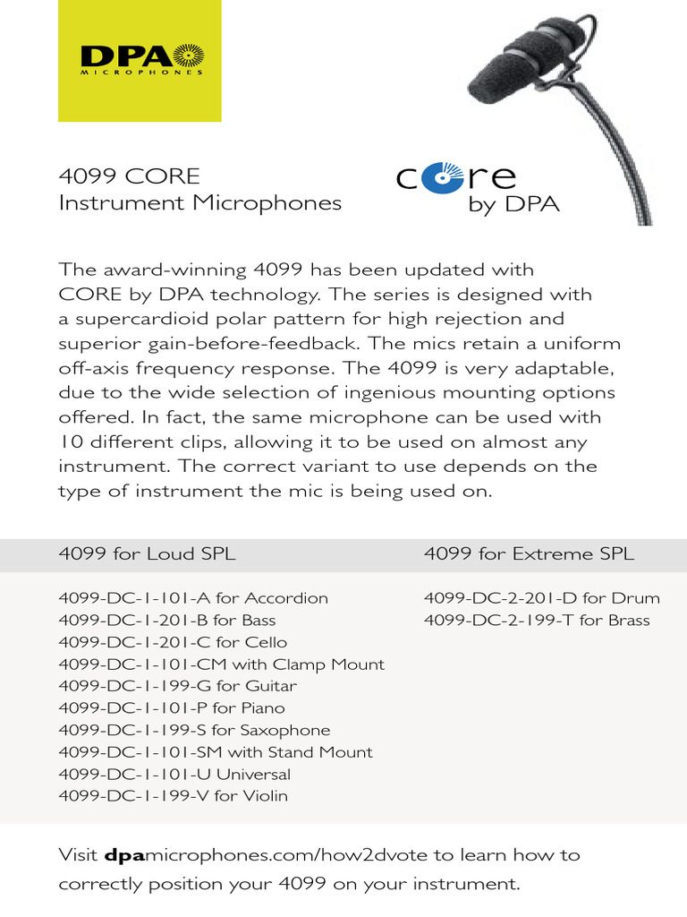 DPA 4099 CORE Instrument Microphones | PDF | Microphone | Sound ...