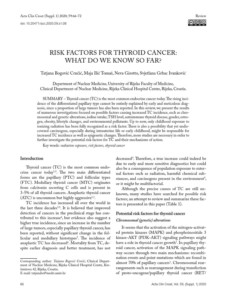 Thyroid Cancer Risk Factors | PDF | Cancer | Endocrine System
