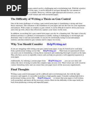 Gun Control Term Paper