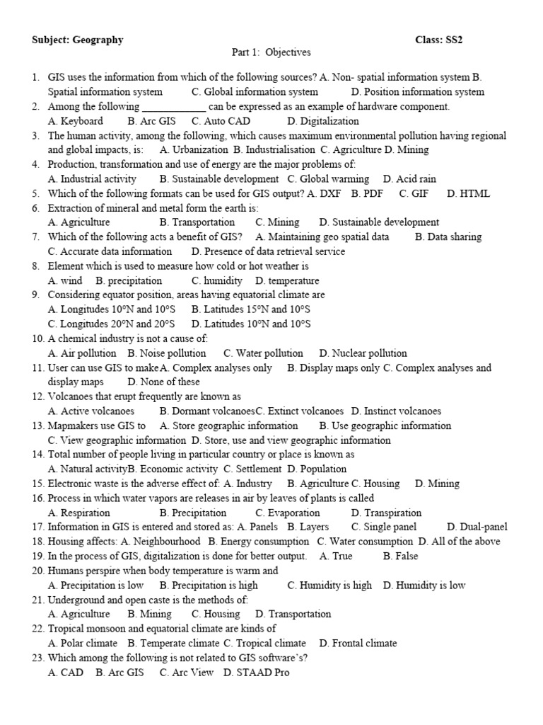 Ss2 Geography Pdf Geographic Information System Geography