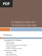 Introduction To Database and SQL