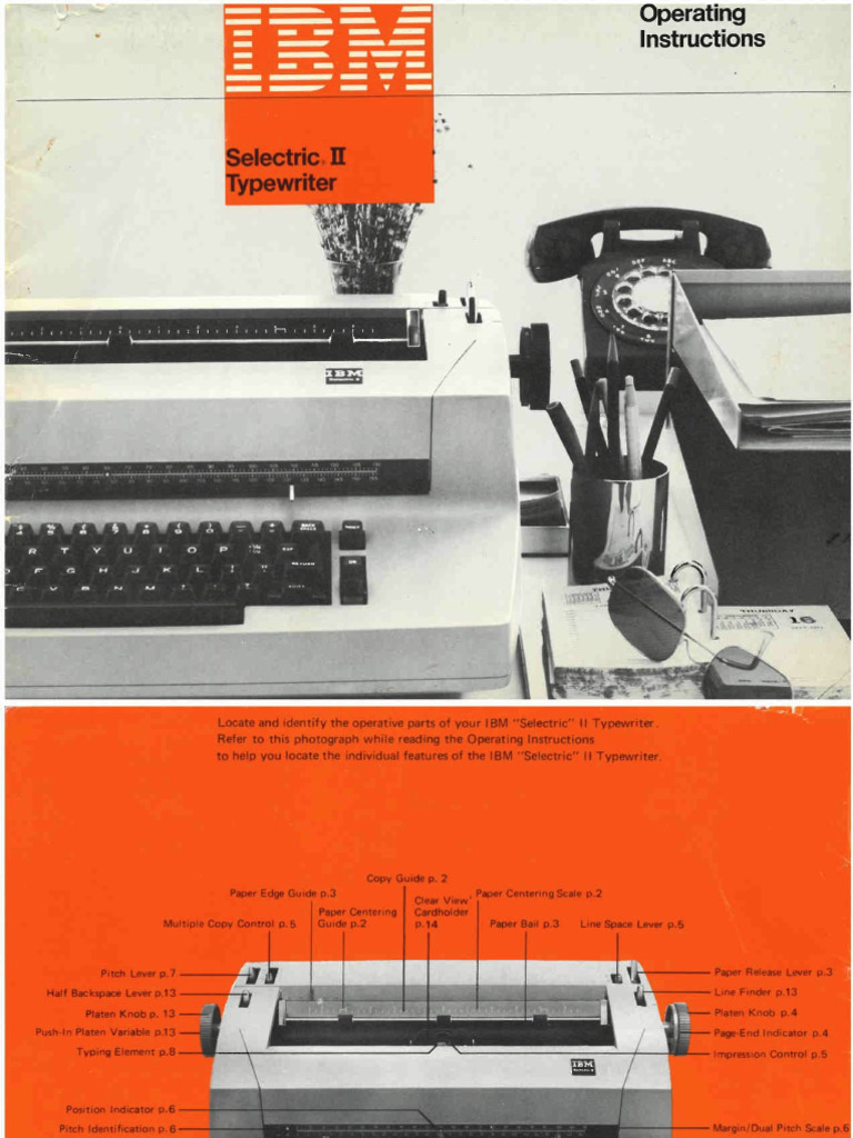 IBM Selectric II Typewriter Operating Instructions Download Free PDF Typewriter Tools