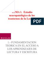 TEMA 1. PRESENTACIONES Estudio Neuropatologico DIFICULTADES Y TRASTORNOS LECTURA.