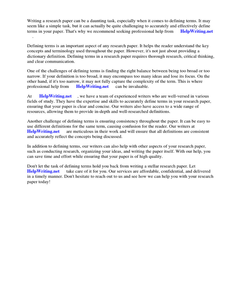 How To Make Definition Of Terms In Quantitative Research