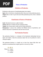 Notes - Theory of Production