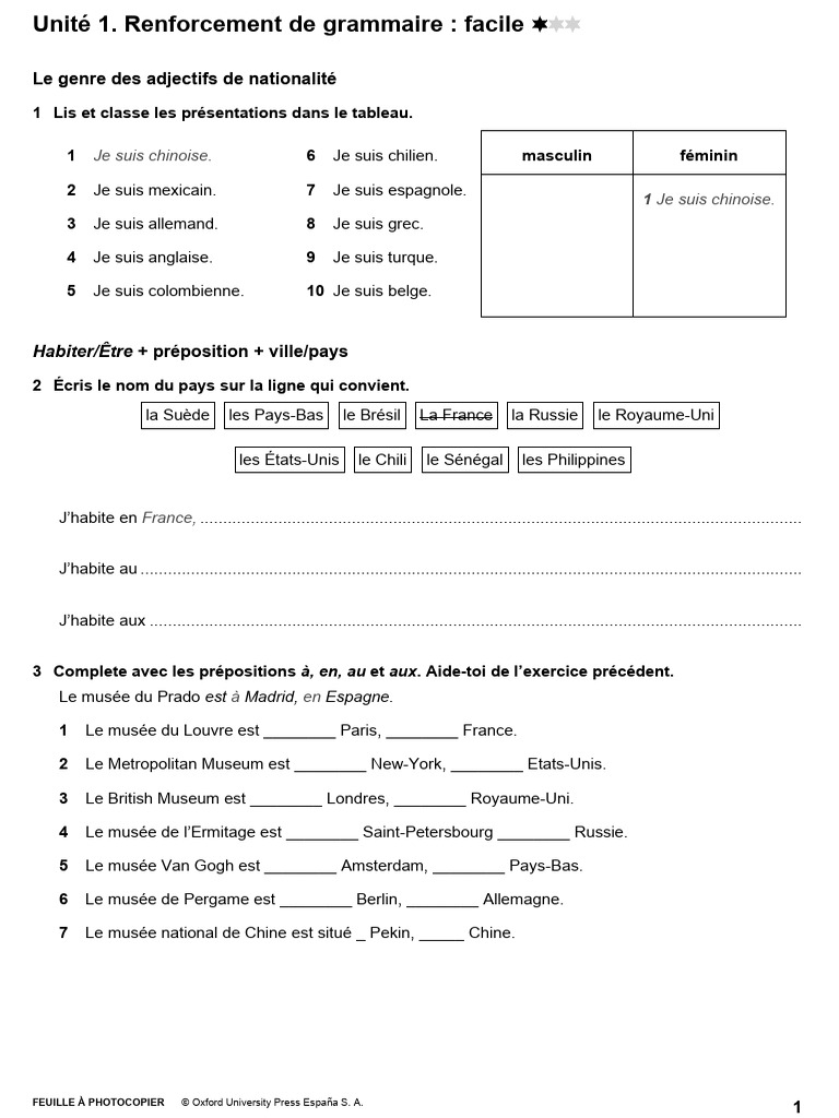 Grammaire : Adjectifs et Prépositions | PDF | Linguistique