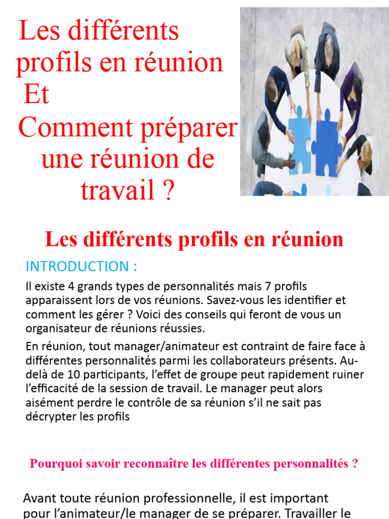 Profils et gestion en réunion | PDF | Introversion et extraversion ...