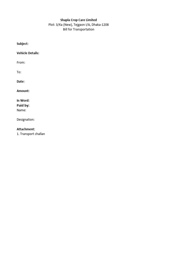 Transport Bill Format | PDF