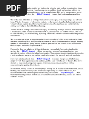 Term Paper About Housekeeping