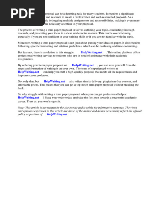 Writing Term Paper Proposal