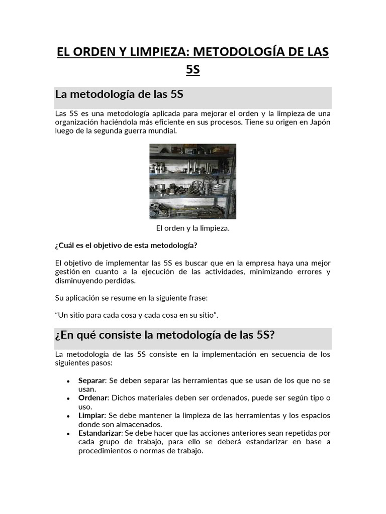 El Orden y Limpieza | PDF