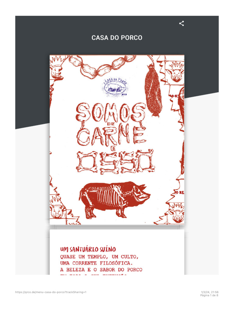 Cardápio da Casa do Porco | PDF