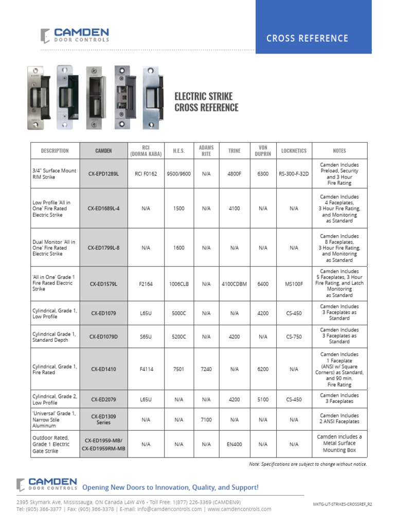 Electric Strike Cross Reference Guide | PDF