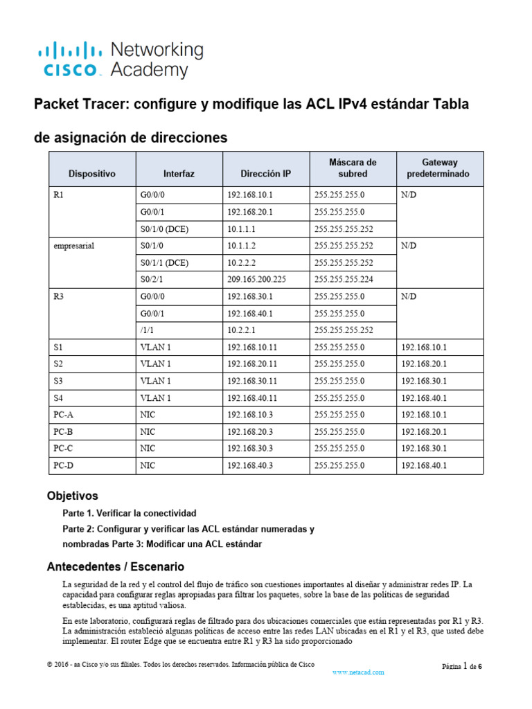 5 2 7 packet tracer configure and modify standard ipv4 acls es xl