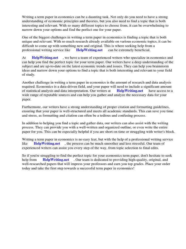 Topics For Term Paper of Economics | PDF | Economics | Macroeconomics