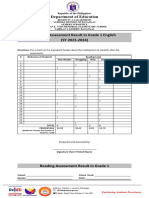 Grade 1 Love Analysis of Reading Assessment Result by Section