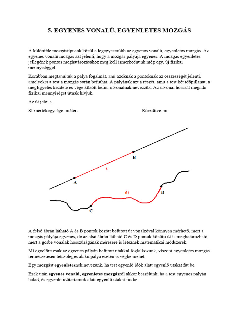 Egyenes Vonalú, Egyenletes Mozgás, Sebesség | PDF