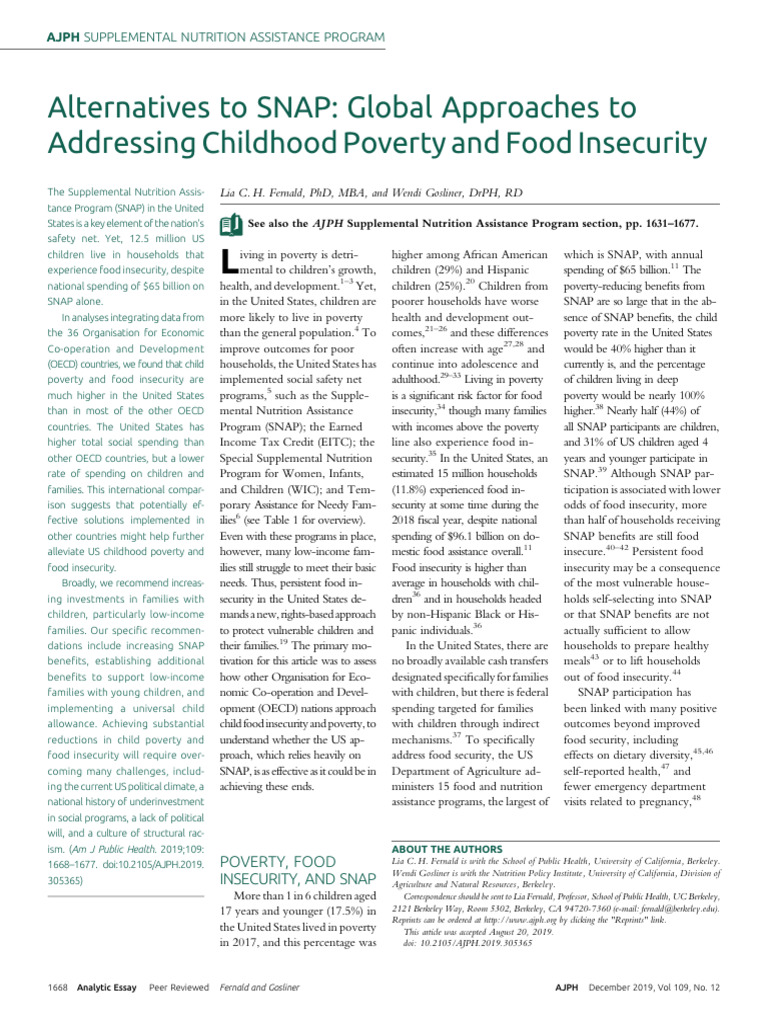 Global Solutions for Childhood Food Insecurity | PDF | Cost Of Living ...