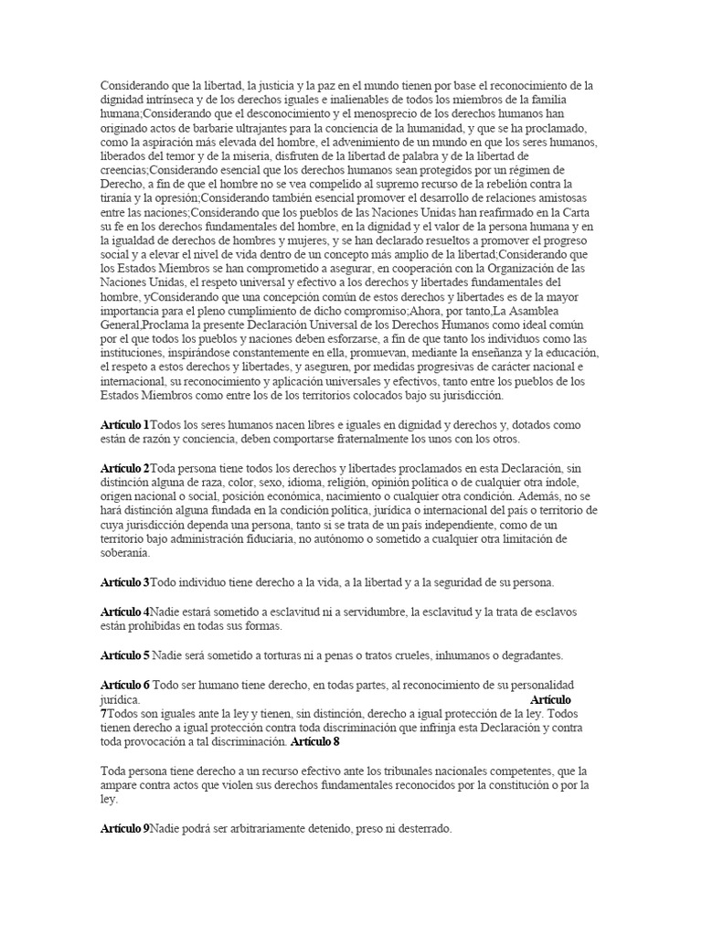 Declaración Universal de Derechos Humanos | PDF | Justicia | Crimen y ...
