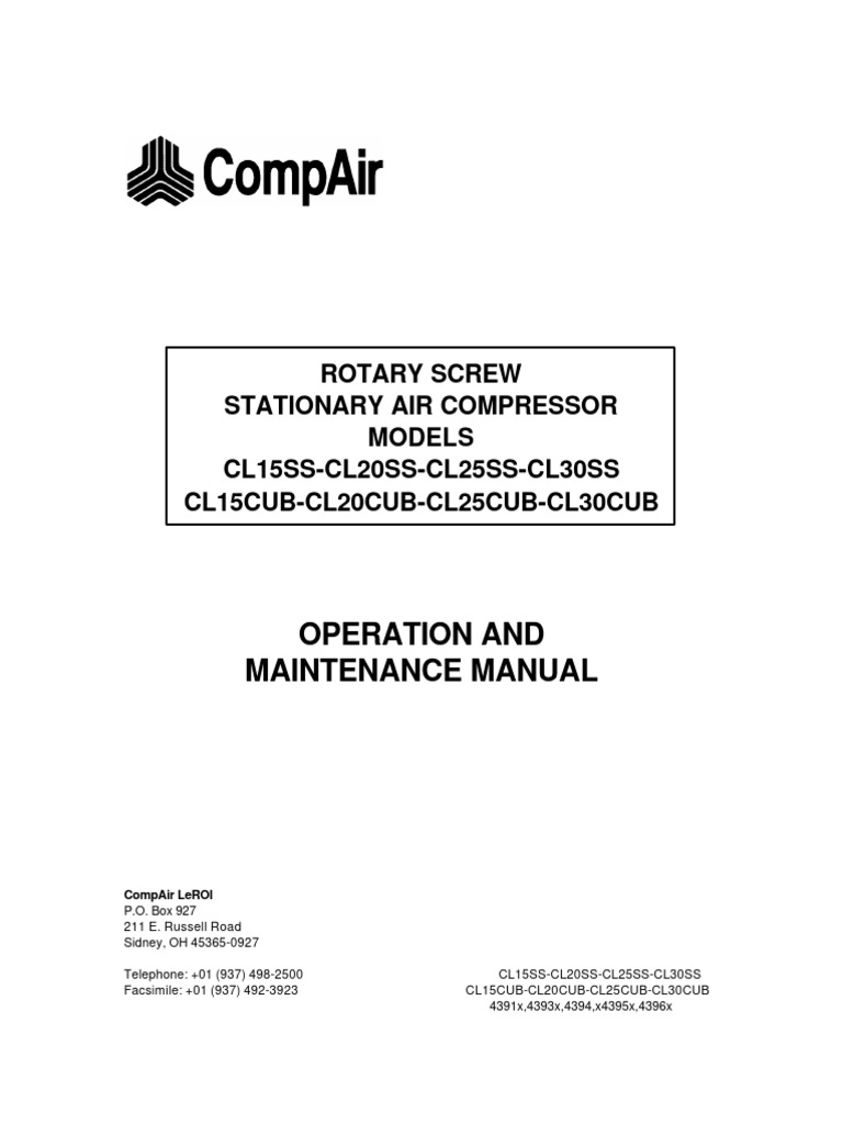 Rotary Screw Compressor Manual | PDF | Valve | Gas Technologies