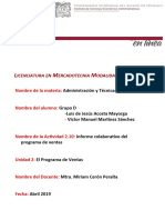 Informe Colaborativo Del Programa de Ventas Administración y Técnicas de Ventas