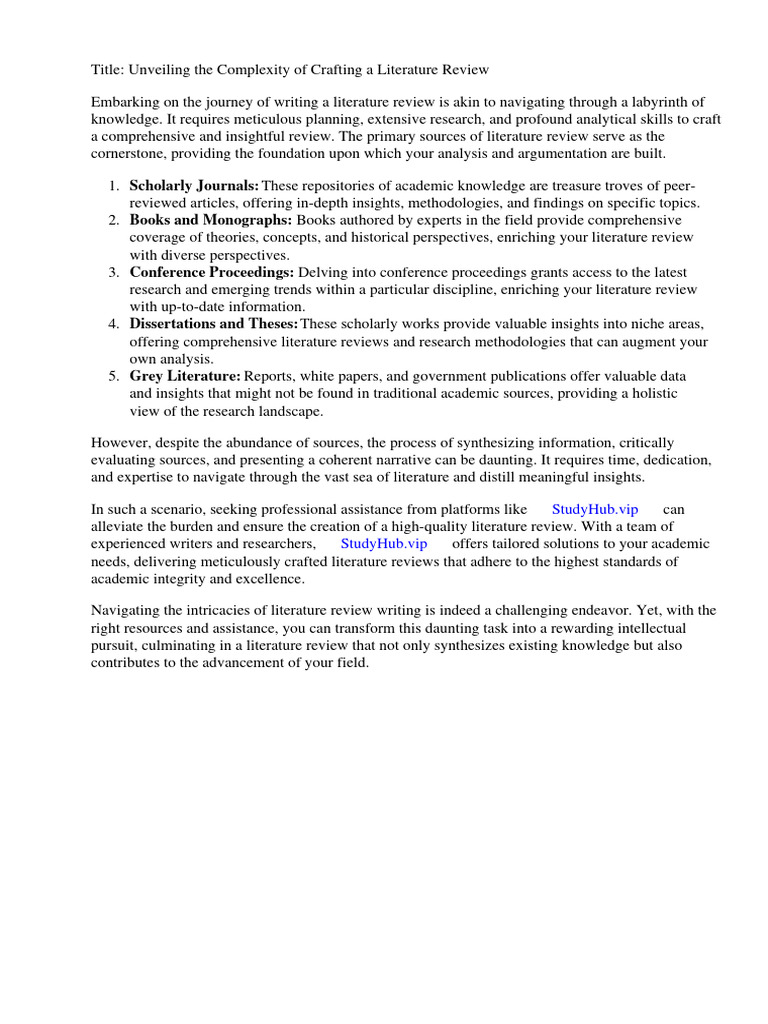 What Are The Primary Sources Of Literature Review Pdf Literature