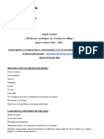 Fiche Projet Residences de Creation Artistique en Colleges 2024 2025 A Remplir Pour Les Artistes Non Constitues en Associati