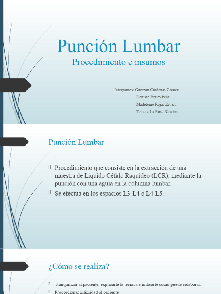 Punción Lumbar | PDF | Fluido cerebroespinal