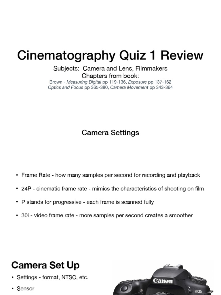 Cine Quiz 1 F2023 Review PDF Camera Lens Film Speed