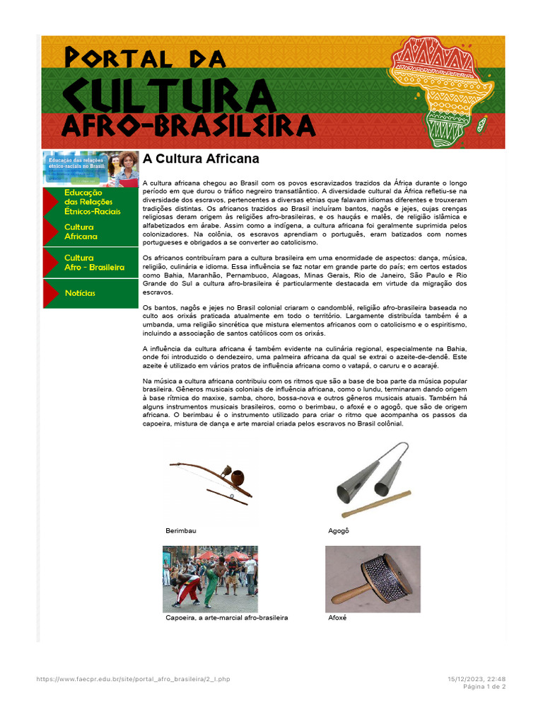 Portal Da Cultura Afro-Brasileira | PDF | Brasil
