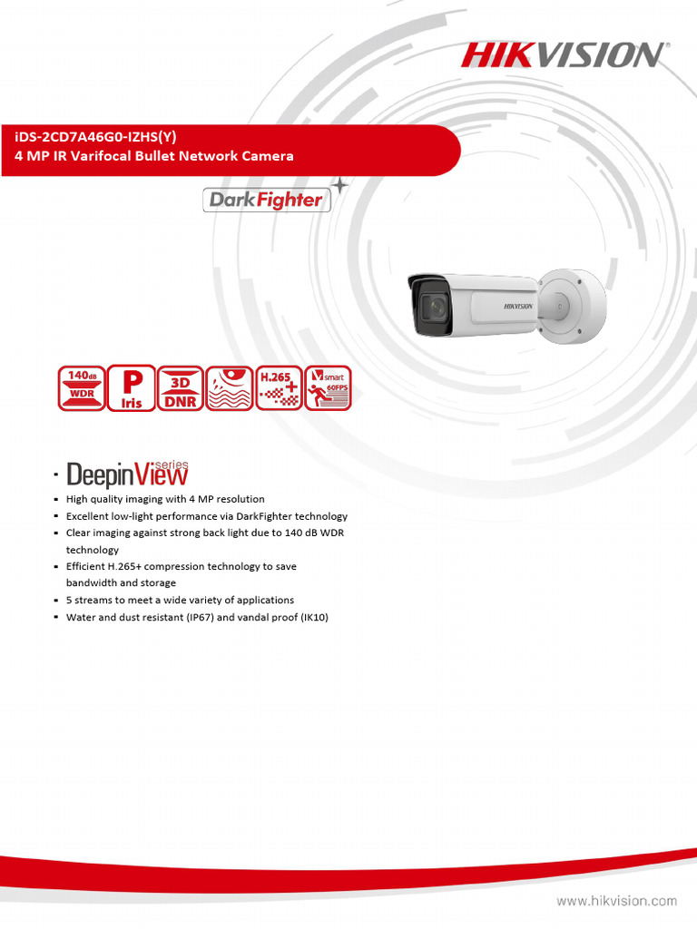 DeepinView Camera Datasheet iDS-2CD7A46G0-IZHSY-C | PDF | Camera ...