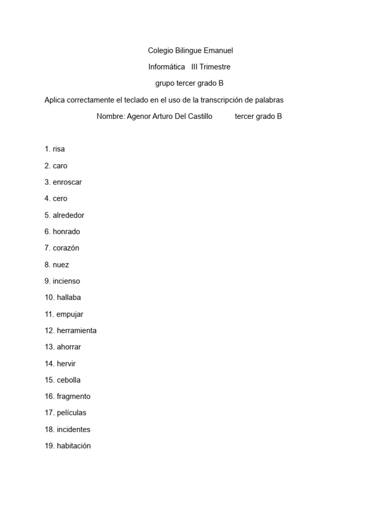 Lista de Palabras Word Pat | PDF