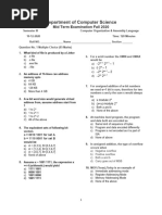 Computer Organization & Assembly Language Mid Term 2020-Resit Students