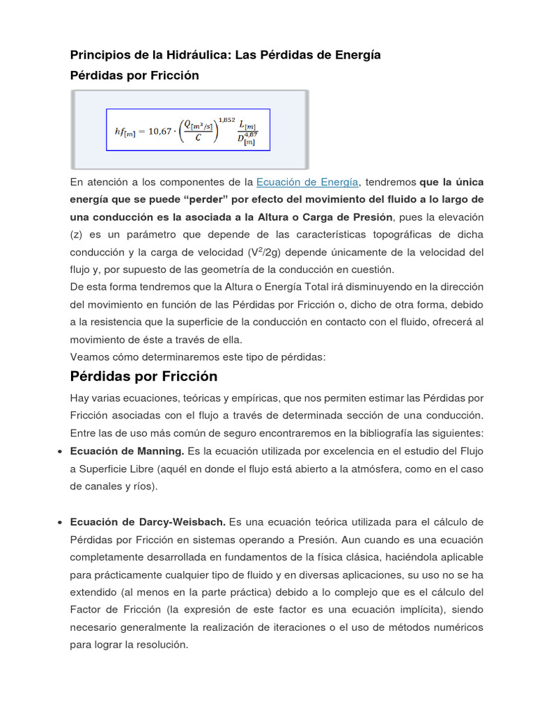 Principios de La Hidráulica | PDF | Tubería (transporte de fluidos ...