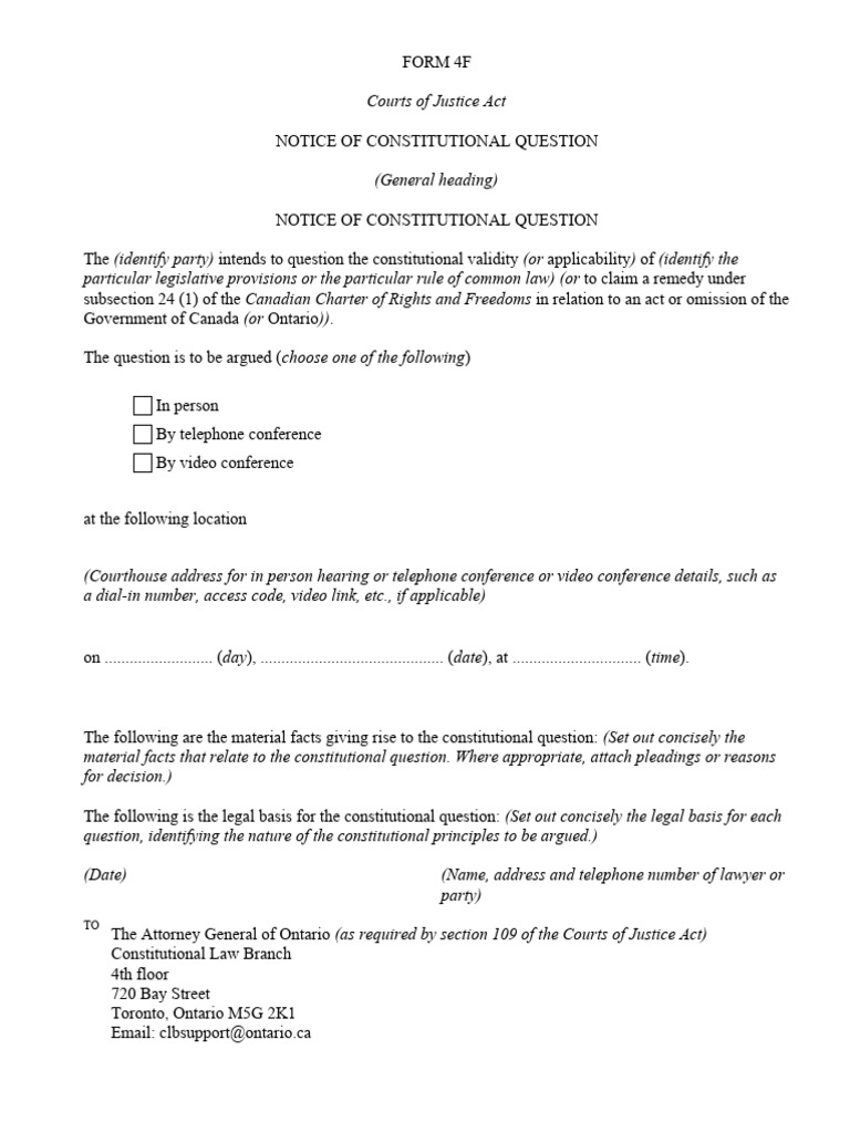 Notice of Constitutional Question Form | PDF | Legal Documents | Governance