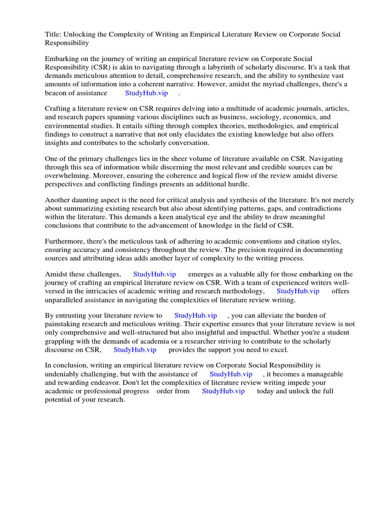Empirical Literature Review On Corporate Social Responsibility | PDF ...
