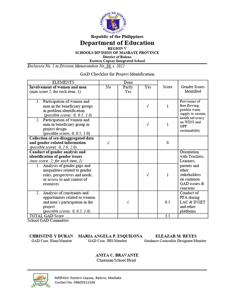 GAD Project Checklist Guide | PDF