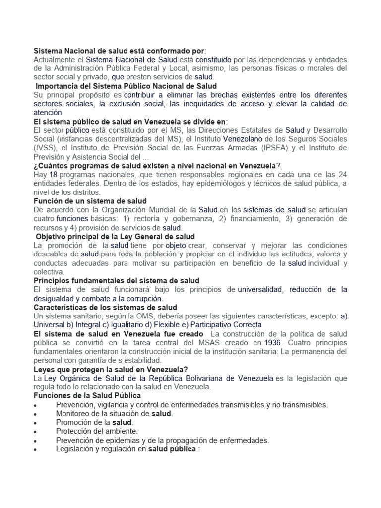 Estructura del Sistema de Salud en Venezuela | PDF | Bienestar | Hospital