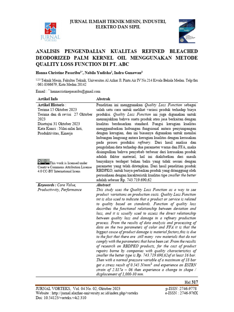 Analisis Kualitas RBDPKO di PT. ABC | PDF