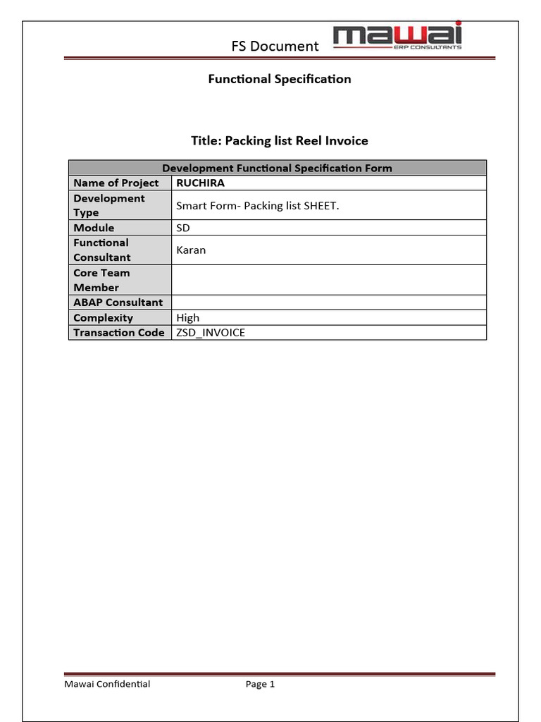 Packing List Invoice Functional Spec | PDF | Computer Programming ...
