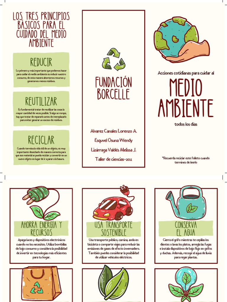 Tríptico sobre el Cuidado Ambiental | PDF | Residuos | Reciclaje