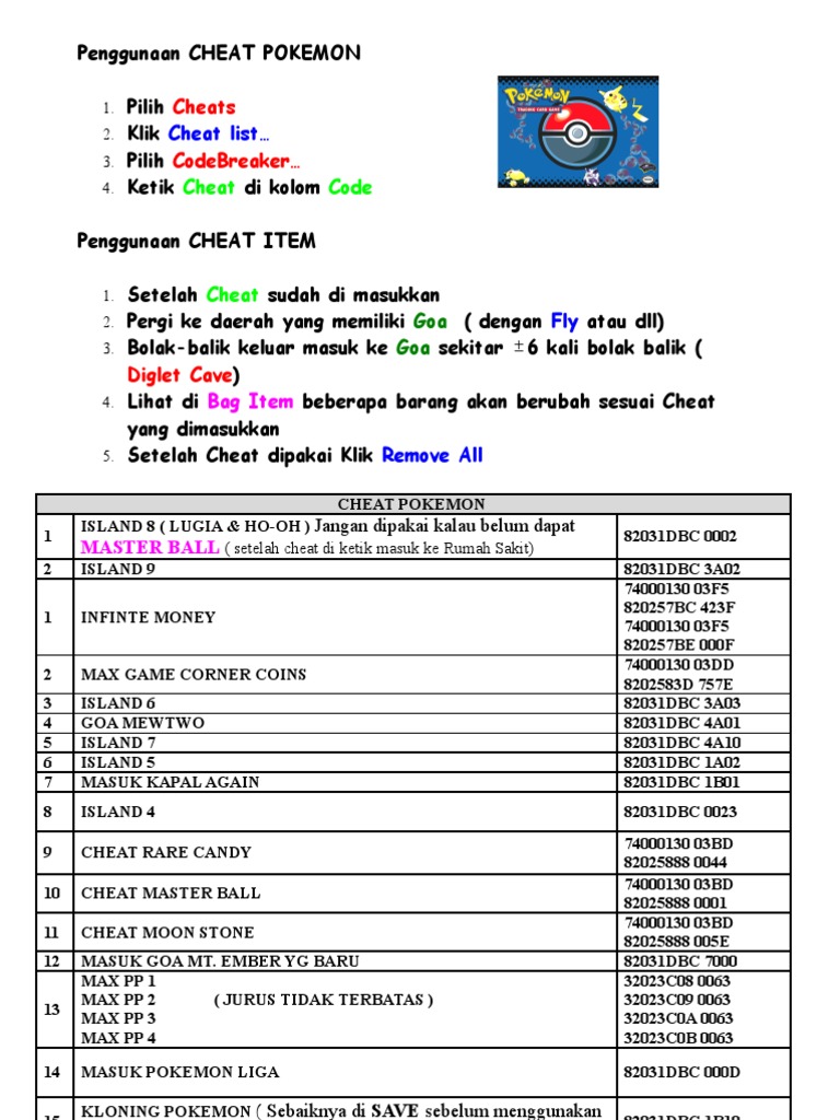 Cheat Pokemon FireRed Version | PDF