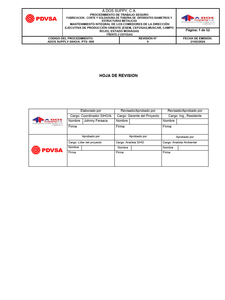 Pts 008 Fabricacion, Corte y Soldadura de Tuberia de Diferentes