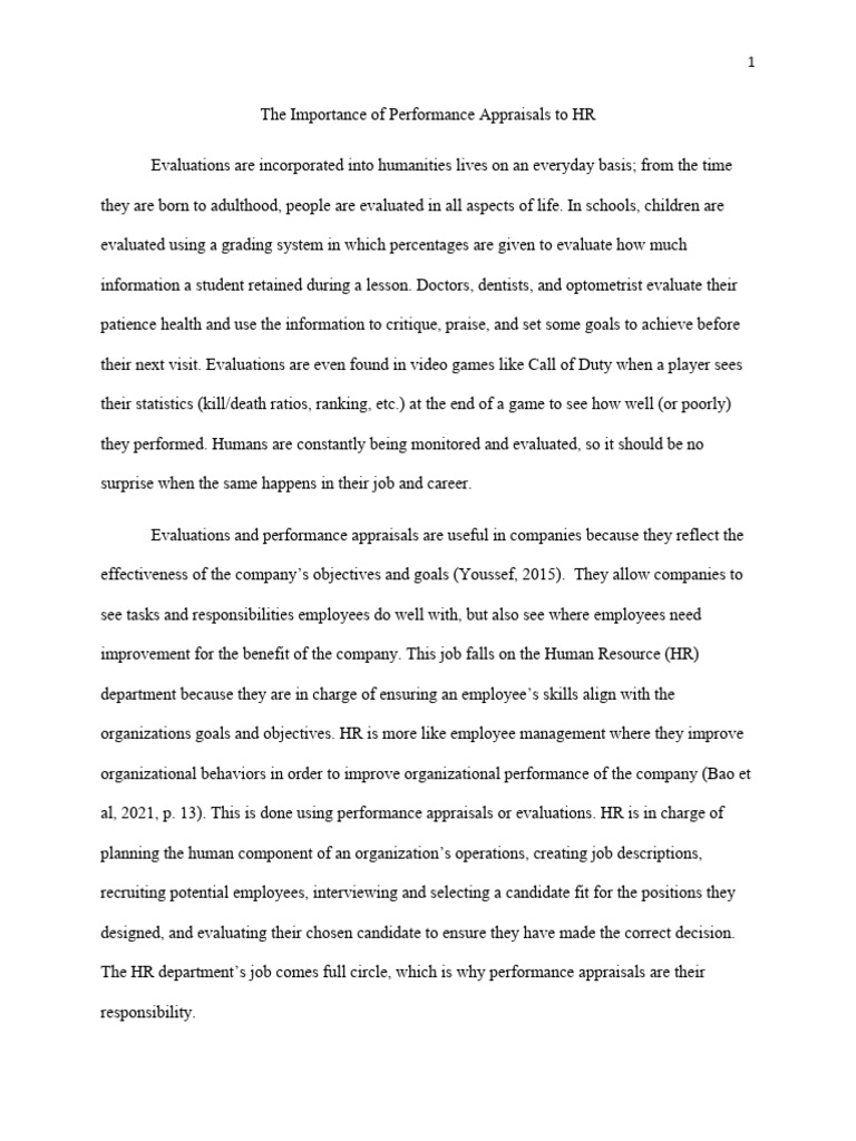 The Importance Of Performance Appraisals To Hr Pdf Performance