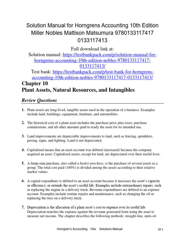 Horngrens Accounting 10Th Edition Nobles Solutions Manual Full Chapter