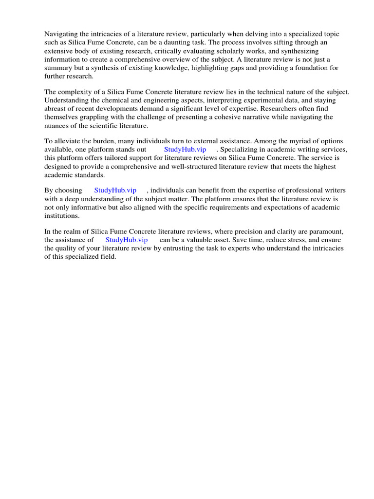 Silica Fume Concrete Literature Review PDF Concrete Cement