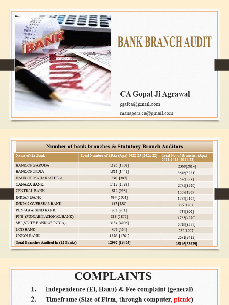 Bank Branch Audit Overview 2022-23 | PDF | Financial Services | Accounting