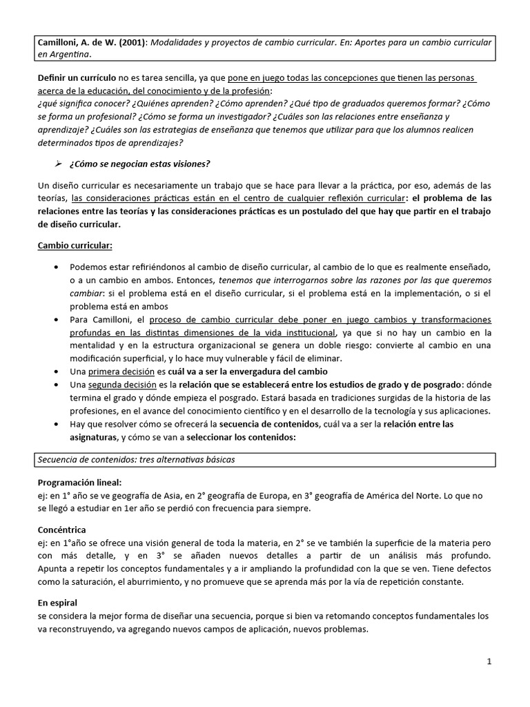 Cambio Curricular en Argentina | PDF | Plan de estudios | Escuelas