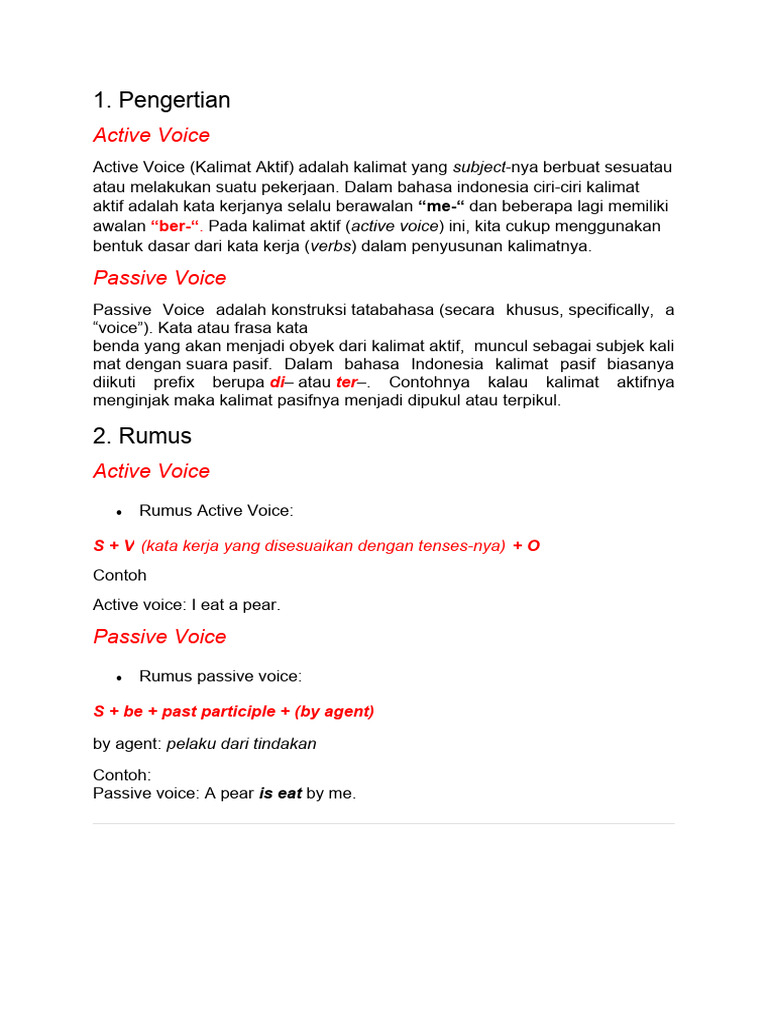 Ciri dan Rumus Active Voice | PDF